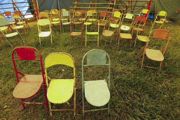 Publiczność Podróży Cyrk Pustych Krzeseł Wsi Brazylii — Zdjęcie stockowe