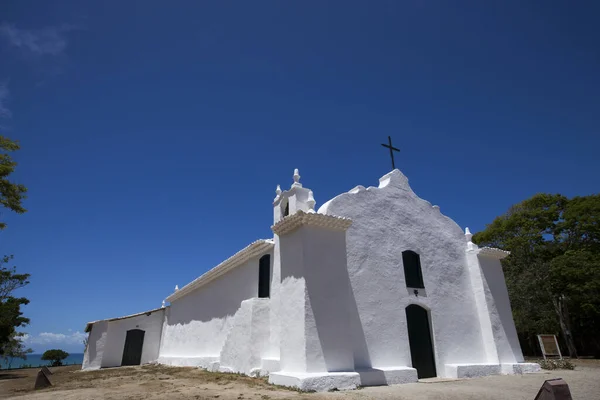 Λευκή Εκκλησία Του Αγίου Ιωάννη Του Βαπτιστή Στο Trancoso Bahia — Φωτογραφία Αρχείου