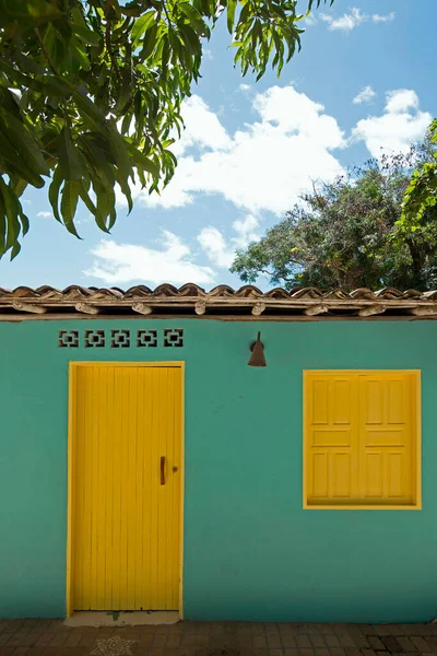 Colorful Facade Houses Famous Quadrado Square Porto Seguro City Bahia — Stock Photo, Image
