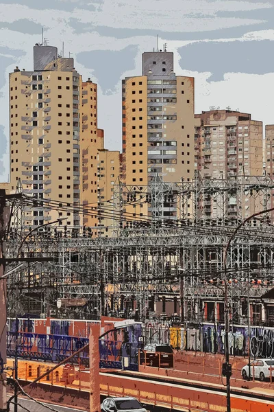 Концепция Города Вид Город Сао Паулу Бразилия Зданиями Улицами Автомобилями — стоковое фото
