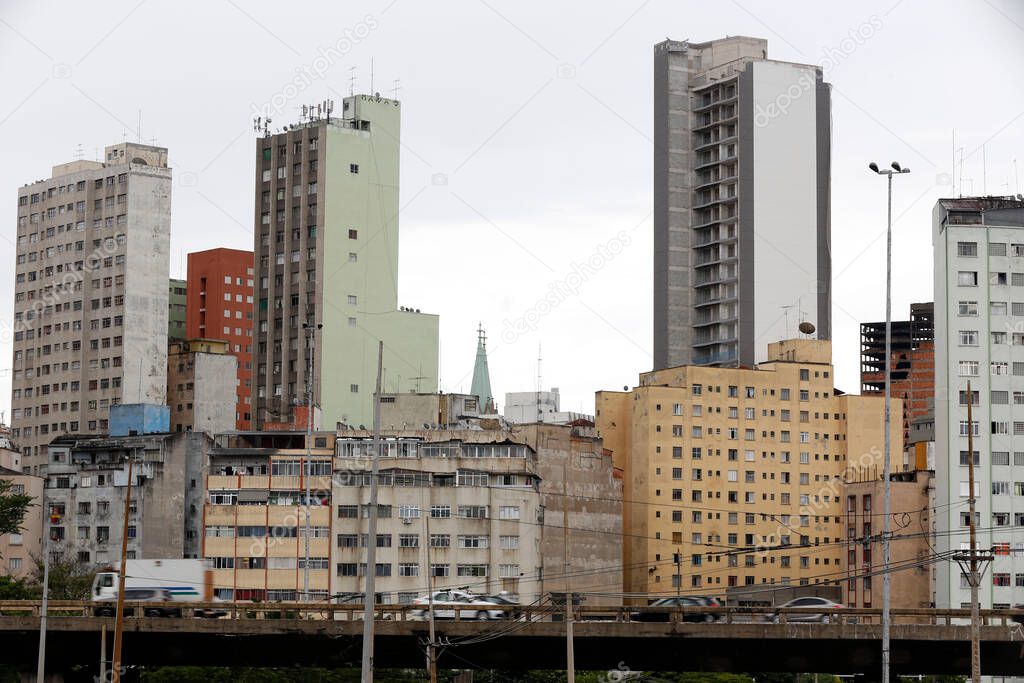 City concept: view of the city of Sao Paulo, Brazil, with buildings, streets, cars