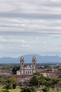 Tarihi sömürge şehrinin panoramik manzarası. Iguape şehri, Sao Paulo Sate, Brezilya