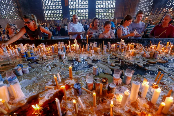 Aparecida Brésil Février 2018 Fidèles Bougies Allumées Dans Chapelle Des — Photo