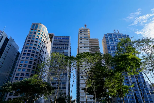 Pejzaż Miejski Ogólny Widok Budynki Avenida Paulista Sao Paulo Brazylia — Zdjęcie stockowe