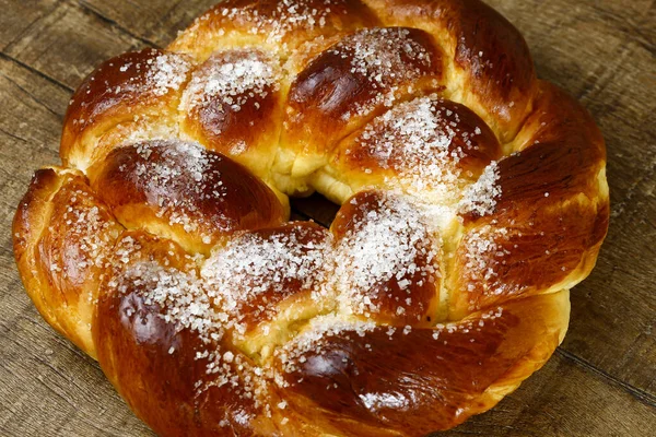 Pan Torcedura Dulce Típico Panadería Brasileña Sobre Mesa Madera Rústica — Foto de Stock