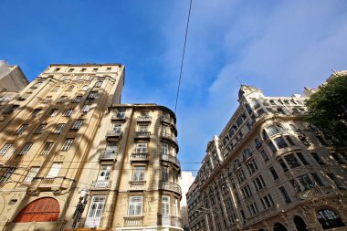 Sao Paulo şehrinin simgesi olan Praca da Se 'deki eski binalar. Brezilya