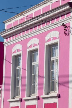 Tarihi bir sömürge dönemindeki inşaat cephesi. Santana do Parnaiba, Sao Paulo Eyaleti, Brezilya