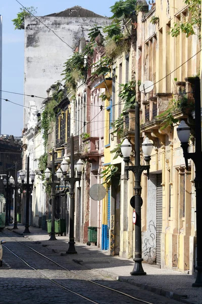 Street Downtown Santos Viktigaste Hamnstad Latinamerika — Stockfoto