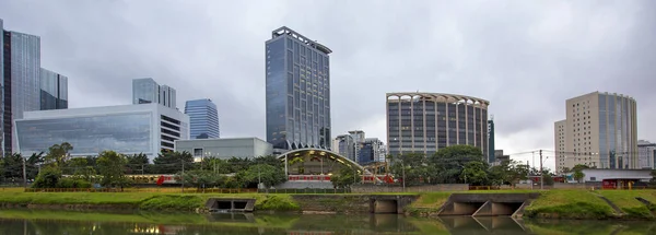 Edifícios Pinheiros Marginais Refletidos Nas Águas Rio Pinheiros Dia Chuvoso — Fotografia de Stock