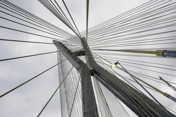 Closeup Cable Stayed Bridge Marginal Pinheiros Sao Paulo Brazil — Stock Photo, Image