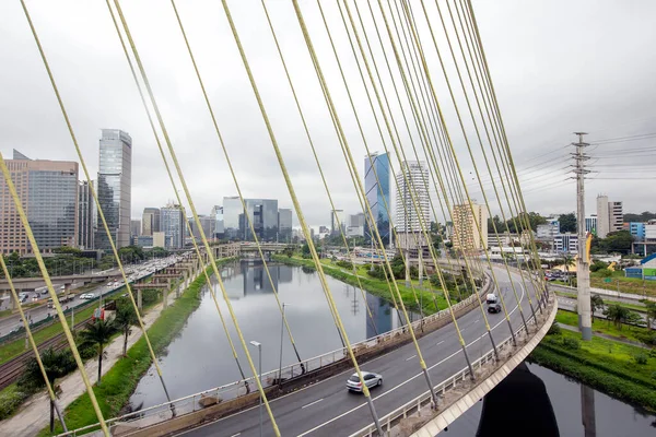 Vista Rio Pinheiros Marginais Partir Ponte Permanecida São Paulo Brasil — Fotografia de Stock