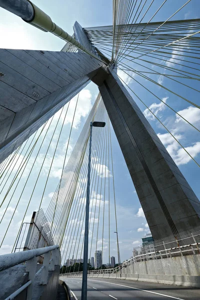 Szekrény Kábel Maradt Híd Kilátás Alulról Marginal Pinheiros Sao Paulo — Stock Fotó