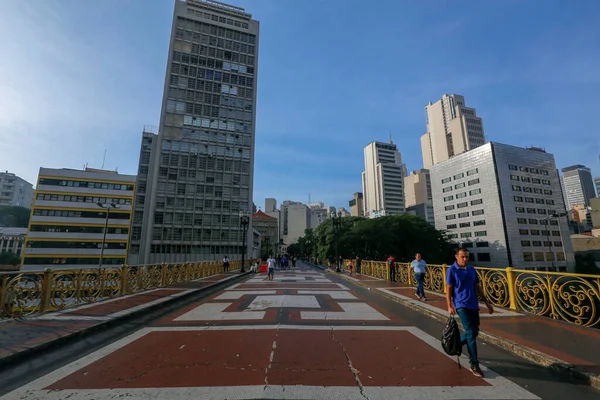 Sao Paulo Brazylia Luty 2019 Perspektywa Santa Efigenia Wiaduktu Ludźmi — Zdjęcie stockowe