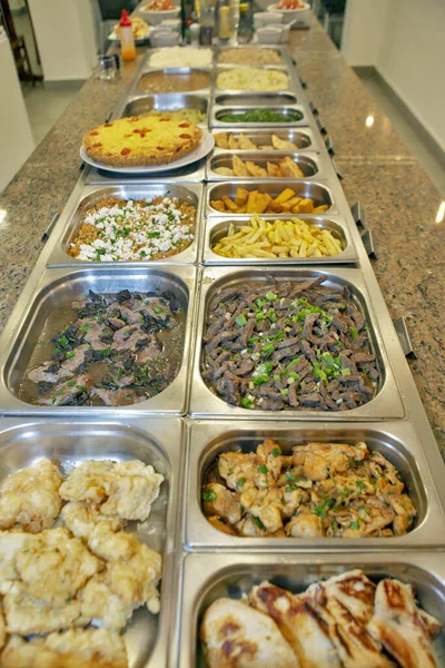 Varied Types Food Self Service Restaurant Platters Sao Paulo State — Stock Photo, Image