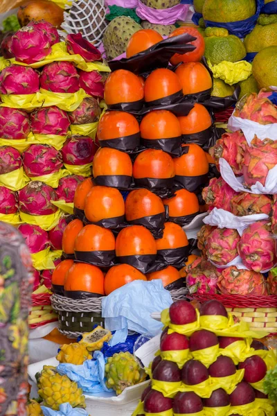 Heaps Colorful Fruits Market Stall Municipal Market Sao Paulo City — Stock Photo, Image