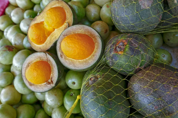 Pequi Brazilské Ovoce Cerrado Mnoha Umbu Obecním Trhu Města Sao — Stock fotografie