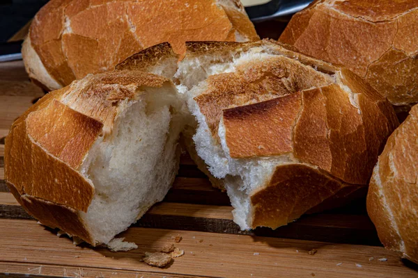 Часть Французского Хлеба Деревянной Доске Бразилия — стоковое фото