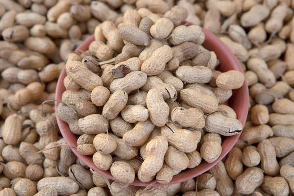 Peanuts Shell Texture Background Raw Peanuts Display Open Air Market — Stock Photo, Image