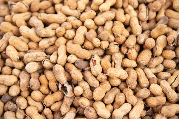 Peanuts Shell Texture Background Raw Peanuts Display Open Air Market — Stock Photo, Image