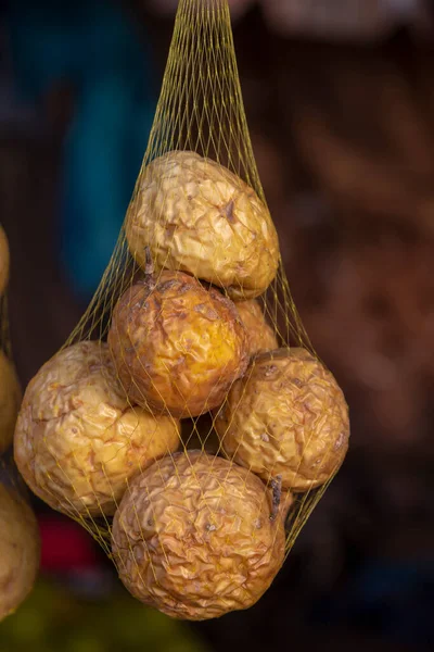 Passion Fruit Basket Suspended Outdoor Fruit Market Stall Sao Paulo — Stock Photo, Image