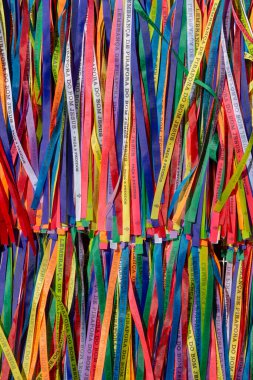 Bom Jesus de Pirapora 'nın hatıra metniyle kurdele, Sao Paulo Eyaleti, Brezilya' nın inanç ve umut sembolü. 