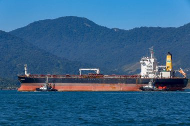 Sao Sebastiao, Sp, Brezilya - 16 Şubat 2018 - tanker Petrobras Deniz Terminali'nde petrol