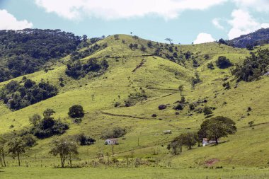 Serra da Mantiqueira Minas Gerais, Brezilya devlet yeşil tepelerin geniş görüş