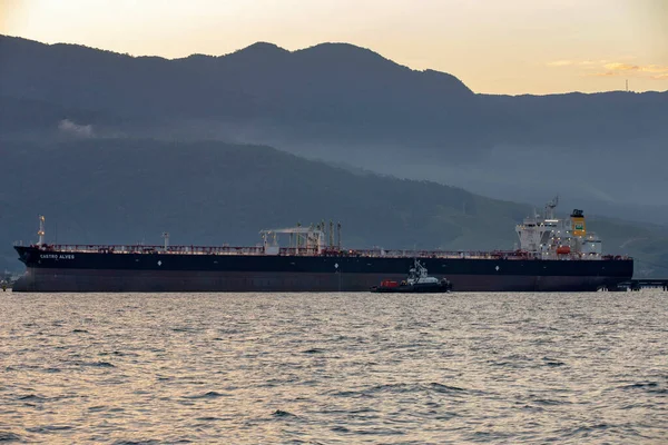 Sao Sebastiao Brazil February 2018 Oil Tanker Petrobras Maritime Terminal — Stock Photo, Image