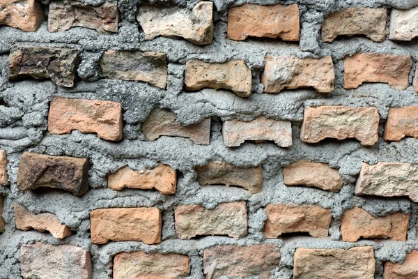 Wall Half Brick Exaggerated Paste Drained Cement — Stock Photo, Image