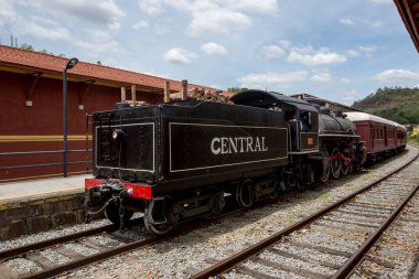 Eski Buhar tren şehir Guararema, Sao Paulo, Brezilya devlet bir turist yolda
