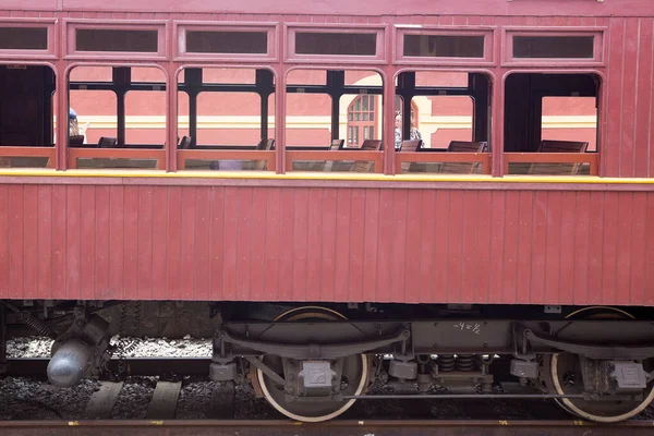 Vagão Passageiros Trem Vapor Antigo Ainda Funcionando Como Atração Turística — Fotografia de Stock
