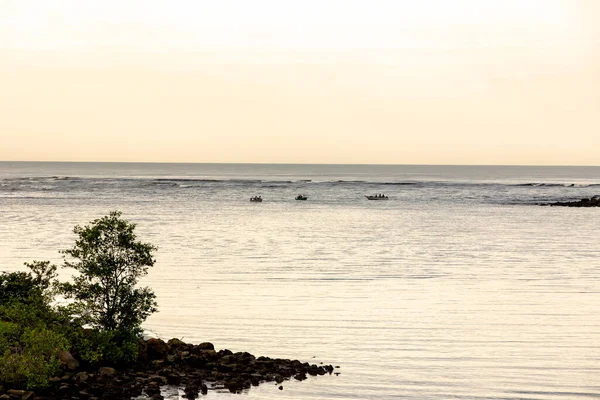 Paisagem Com Barcos Pesca Mar Itanhaem São Paulo Brasil — Fotografia de Stock