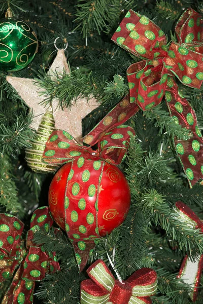 Closeup Decoração Árvore Natal Boa Escolha Para Fundos — Fotografia de Stock