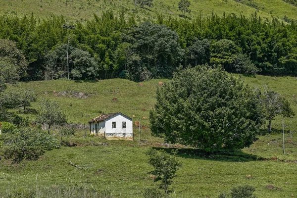 Landsbygdens Landskap Med Gräs Träd Och Litet Hus Kullen Minas — Stockfoto