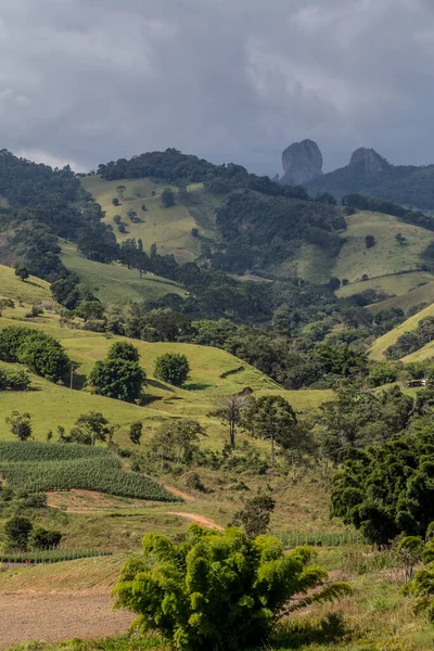 Gård Med Plantering Inlagd Vid Foten Kullen Landsbygden Brasilien — Stockfoto