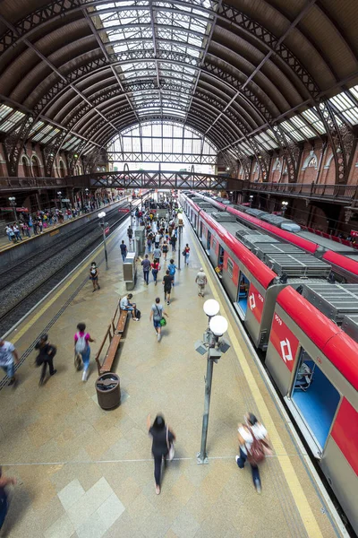 Sao Paulo Brazil Feb 2022 Moving Luz Station Trains Passengers — Stock Photo, Image