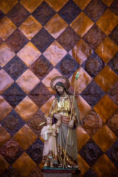 Image Saint Joseph Avec Bébé Jésus Intérieur Cathédrale Notre Dame — Photo