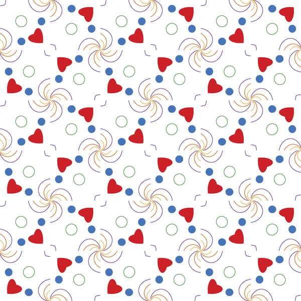 Geometrik deseni romance kırmızı kalp hattı — Stok Vektör