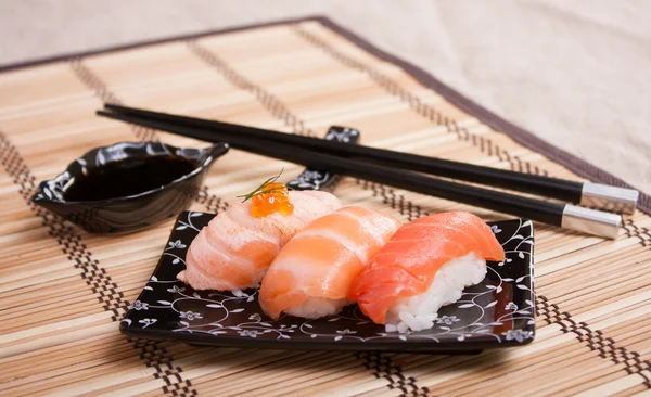 Mix sushi with salmon, smoked, roas — Stock Photo, Image