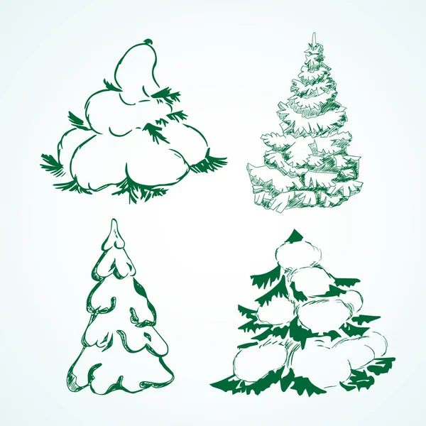 Tree covered with snow — Stock Vector