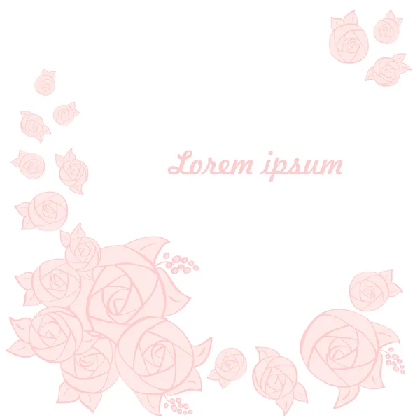 Marco de flores rosas sobre un fondo blanco — Archivo Imágenes Vectoriales