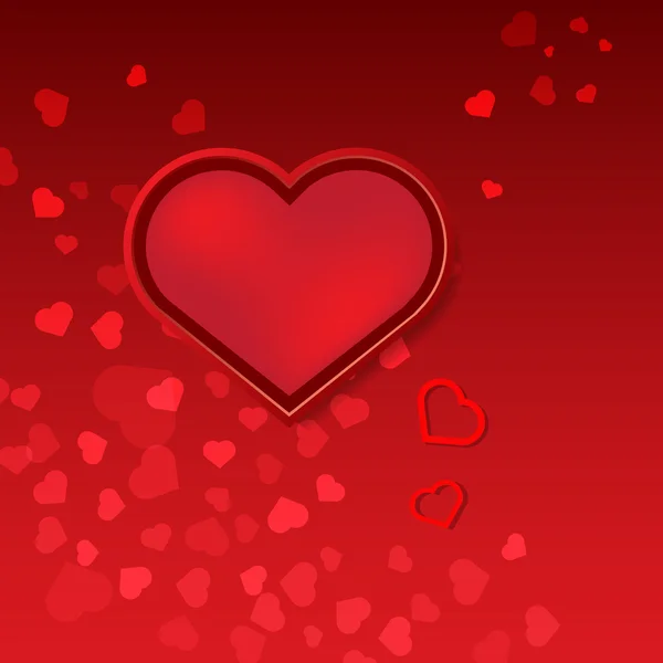 Tarjeta de San Valentín corazones rojos sobre fondo rosa — Vector de stock