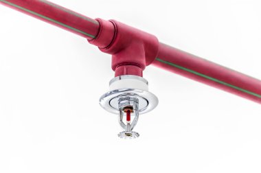 Fire sprinkler on red pipe clipart