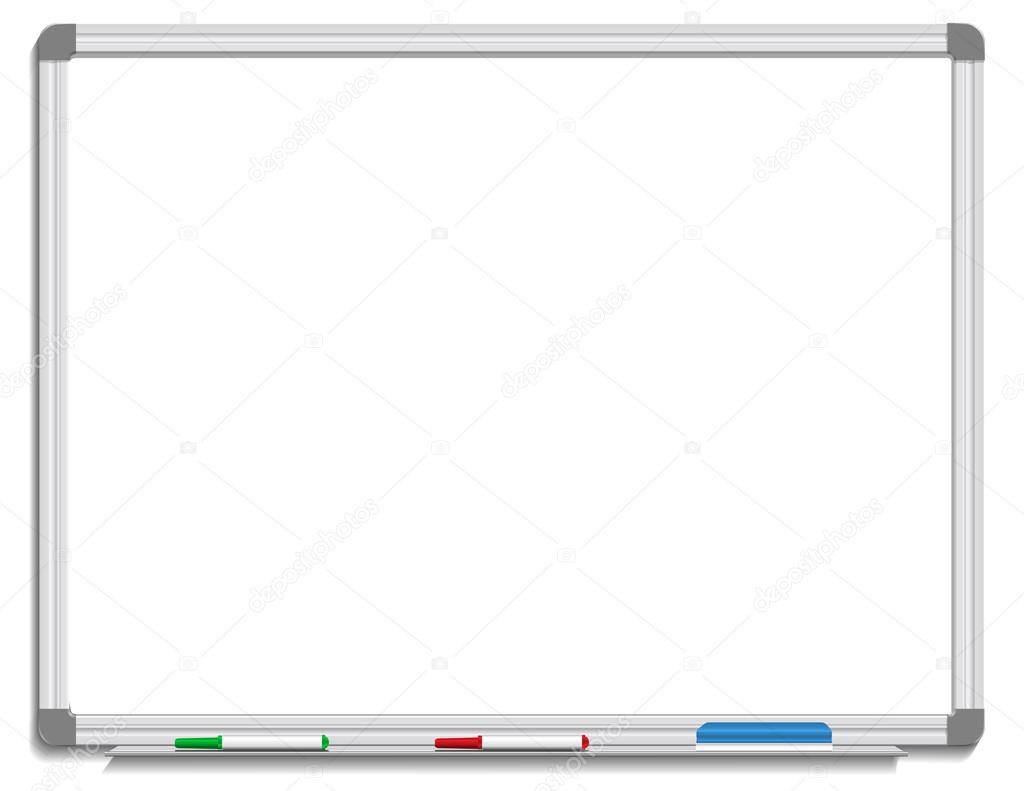 White board with colored makers and eraser