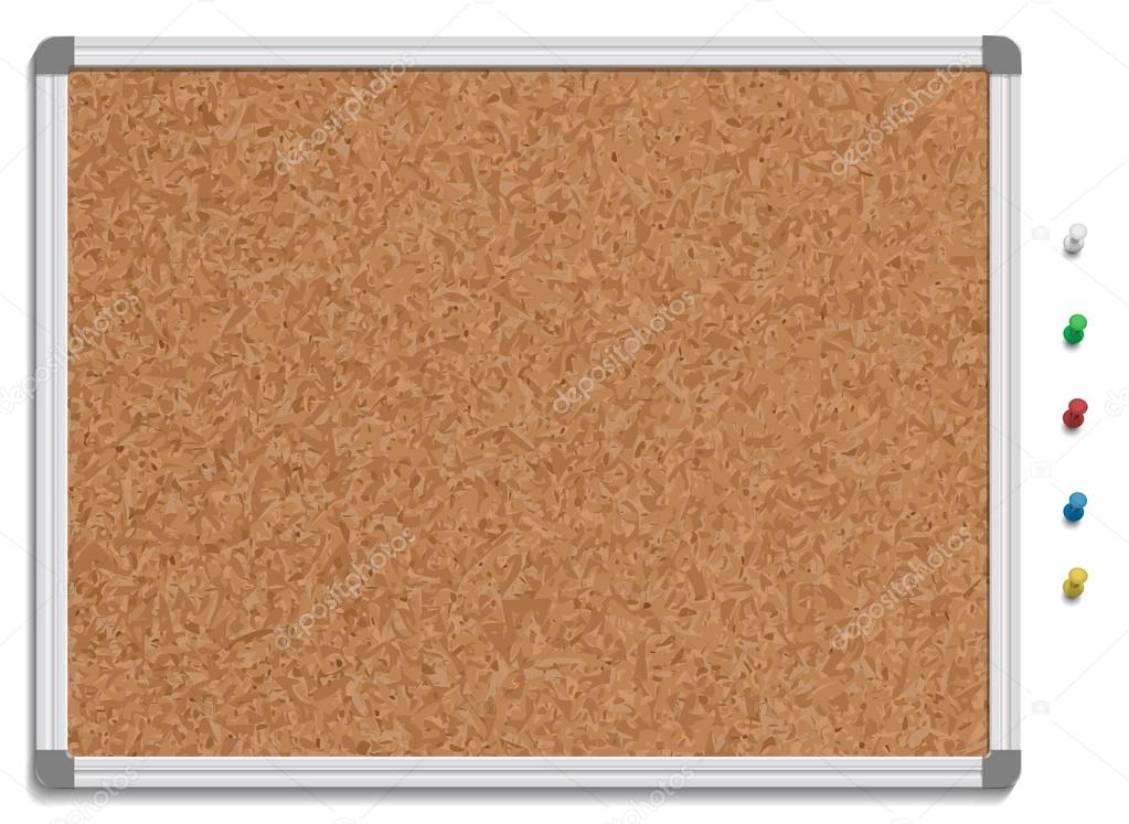 Empty corkboard with colored pins