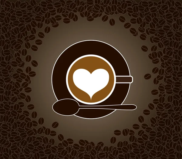 Чашка капучино с рисунком в форме сердца в окружении кофе b — стоковый вектор