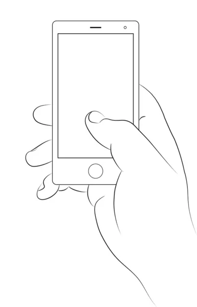 Mano con smartpone — Vector de stock