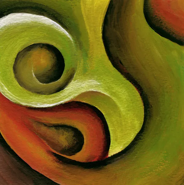 Peinture abstraite rouge et verte — Photo