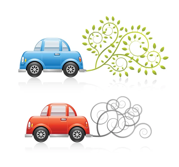 Eco and Pollution Car — Stock Vector