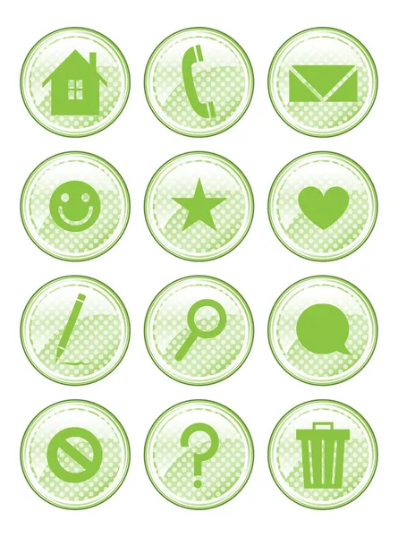 Green Spotted Action Buttons — Stock Vector